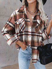  Women's Plaid Print Button Up Shirt Top