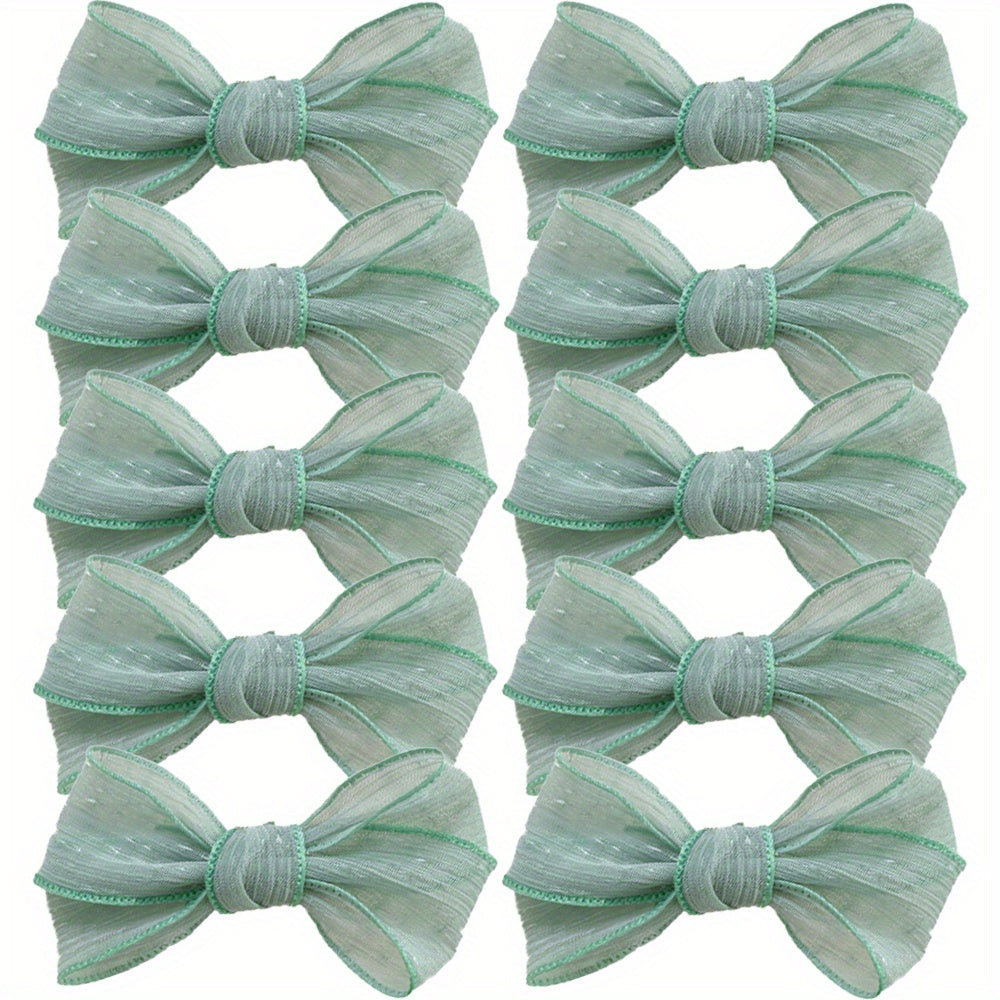 10 Pcs Mesh Bow Hair Clips For Women