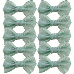 10 Pcs Mesh Bow Hair Clips For Women