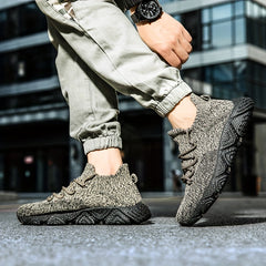 Men's Breathable Woven Knit Cushioned Shoes Lightweight Outdoor Sneakers
