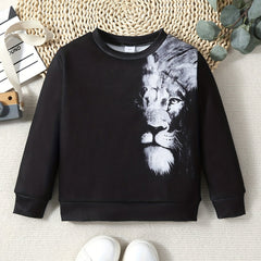 Lion 3D Pattern Kid's Sweatshirt Long Sleeve Top For Fall Winter