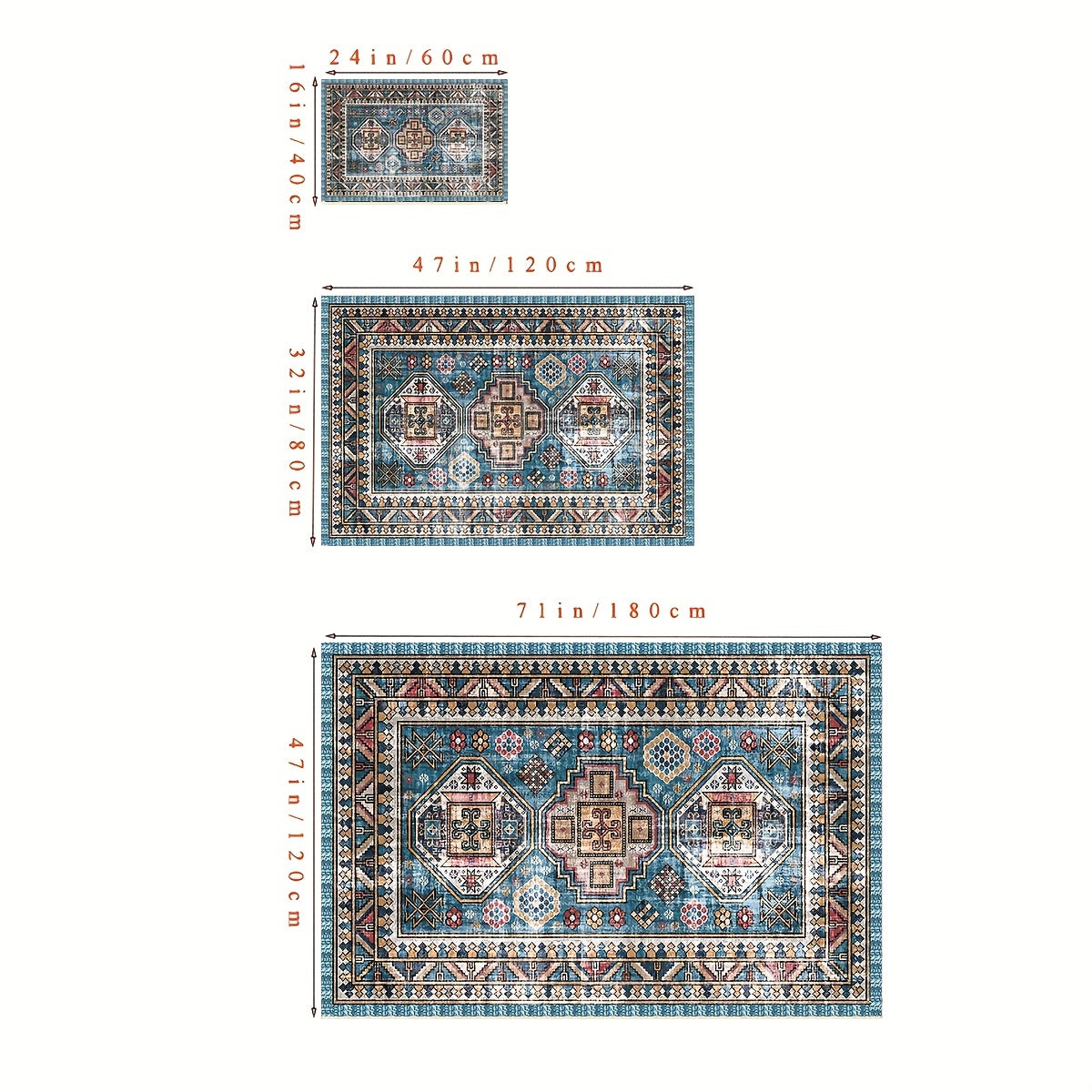 Retro Persian Cashmere Living Room Carpet Sofa Coffee Table Mat