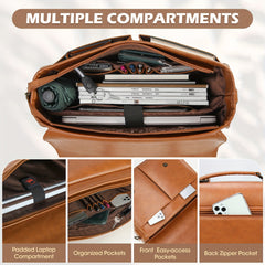 15.6 Inch Laptop Storage Briefcase Waterproof Lightweight PU Leather Tote Bag