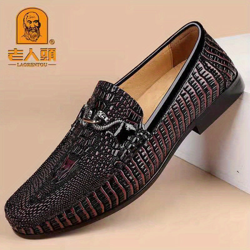 LAORENTOU Men's Leather Square Toe Loafers Lightweight Slip On Dress Shoes