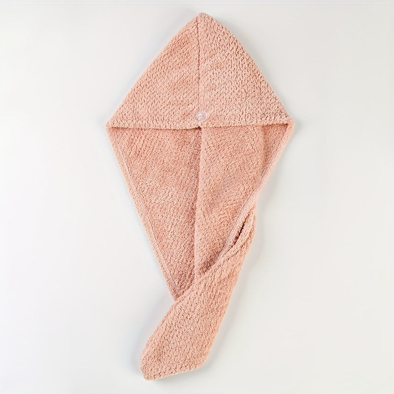 Microfiber Hair Towel with Button Quick Drying Cap Bathroom Supplies