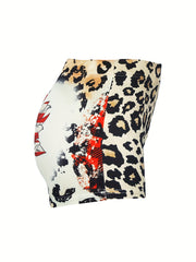 American Flag & Leopard Print Skinny Shorts Sexy Shorts For Spring & Summer