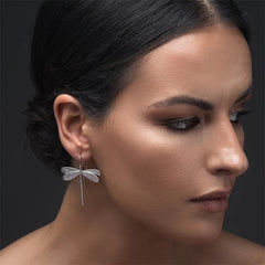 3D Dragonfly Drop Earrings Long Earrings Wedding Jewelry