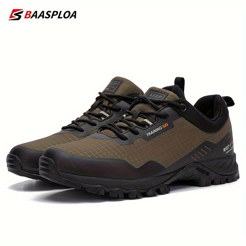 Baasploa Men's Lace Up Hiking Shoes Anti-Skid for Camping