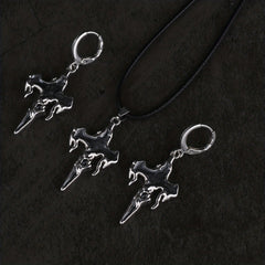 Halloween Gothic Cross Pendant Earring Necklace Set