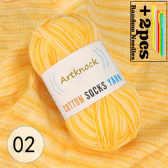 50g Multicolor Yarn + 2 Needles, Cotton Yarn for Knitting Crocheting