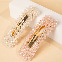 2pcs Beaded Rectangle Hairclip Snap Clip Barrettes Hair Accessories