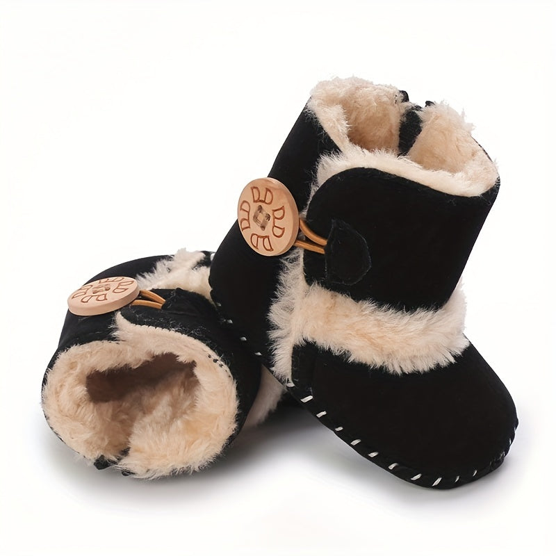 Baby Girls Toddler Boots With Botton Soft Sole Fleece Walking Shoes