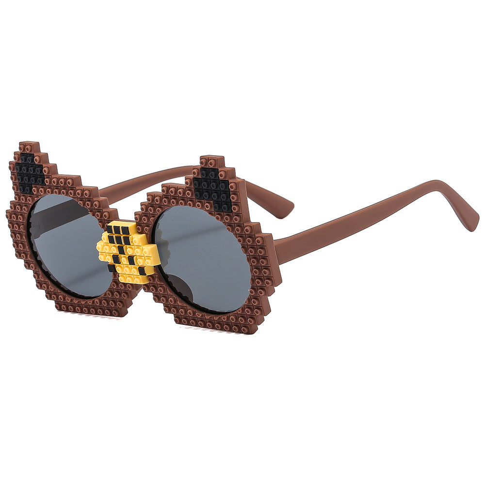 Girls Cartoon Pixel Kitten Sunglasses Soft Silicone Polarized Decorative