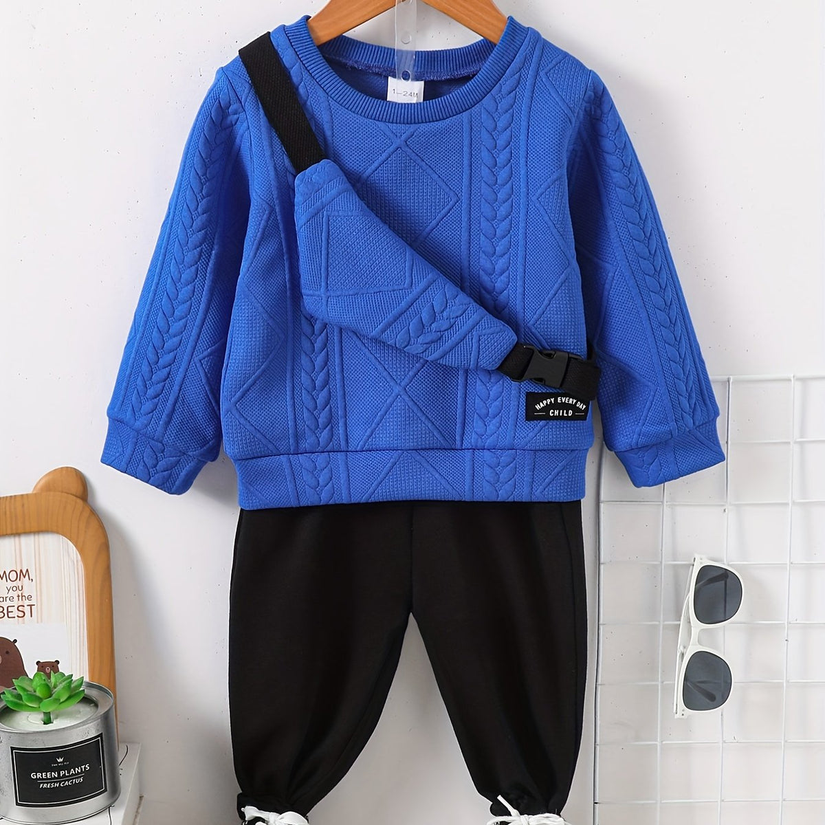 Jacquard Boy's 3pcs Sweatshirt Set Casual Outfit