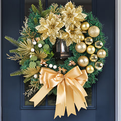 Golden Christmas Ball Pine Needle Garland Window Door Hanging Decoration
