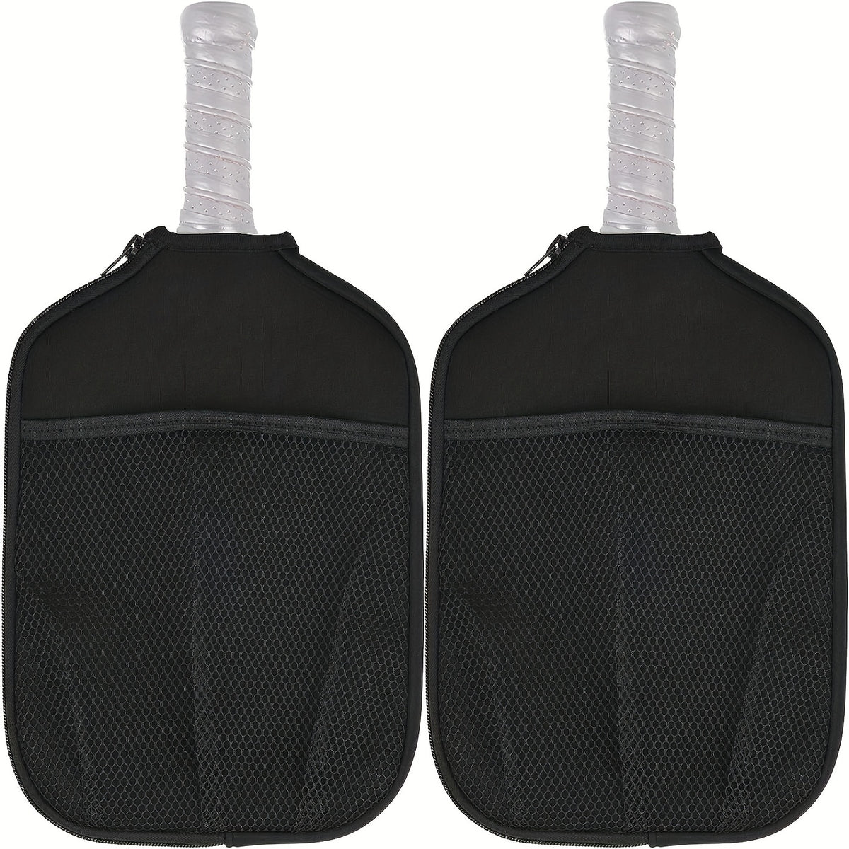 2pcs Pickleball Bag Cover Mesh Pocket Rubber Material Paddle Cover
