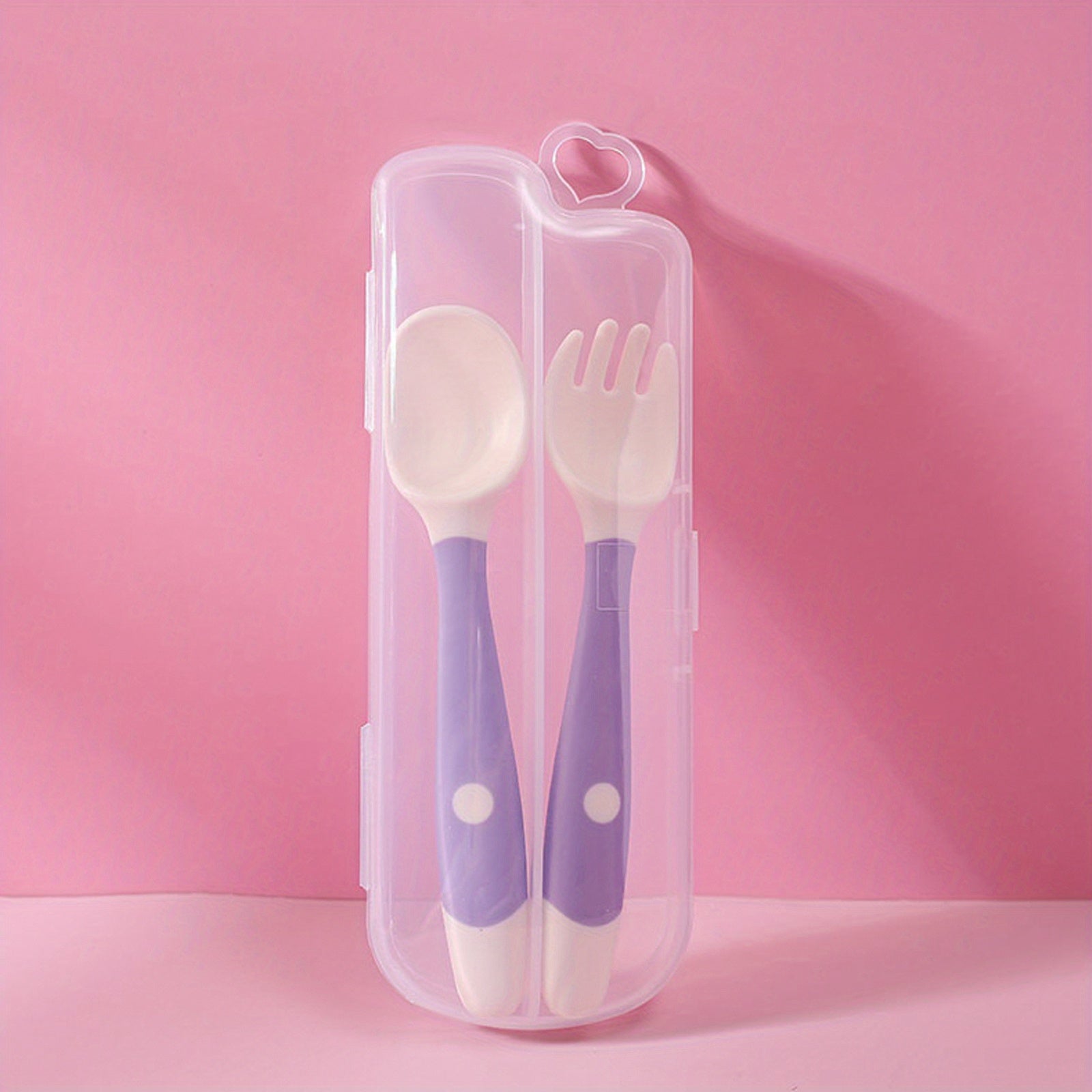 3pcs Baby Fork and Spoon Set with Travel Case Bendable Twist Training Eating
