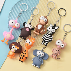 1pc Cartoon Lion Keychain Couple Key Chain PVC Animal Funny Toy Keyring