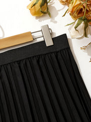  Solid Elastic Waisted A line Swing Skirt