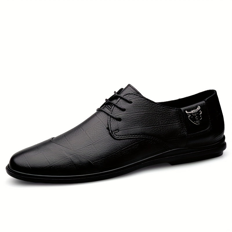 Men's Plaid Leather Derby Shoes for Wedding Business
