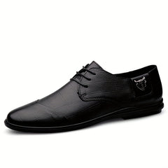 Men's Plaid Leather Derby Shoes for Wedding Business