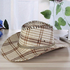 Plaid Western Sunshade Cowboy Hat for Men