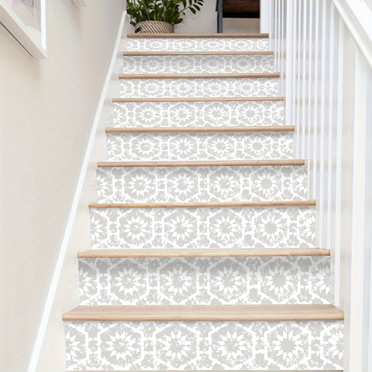 Boho Pattern Staircase Sticker 7pcs Waterproof Wallpaper 105x17