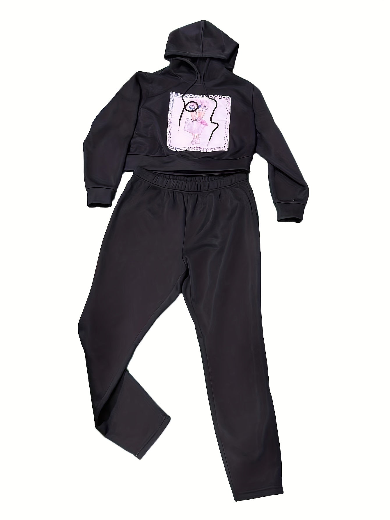  Painting Print Hoodie & Joggers Set
