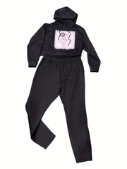 Painting Print Hoodie & Joggers Set