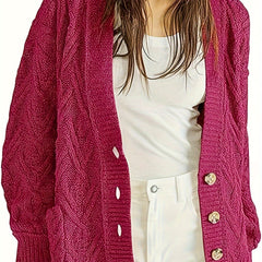 Women's Cable Knit Cardigan with Pockets
