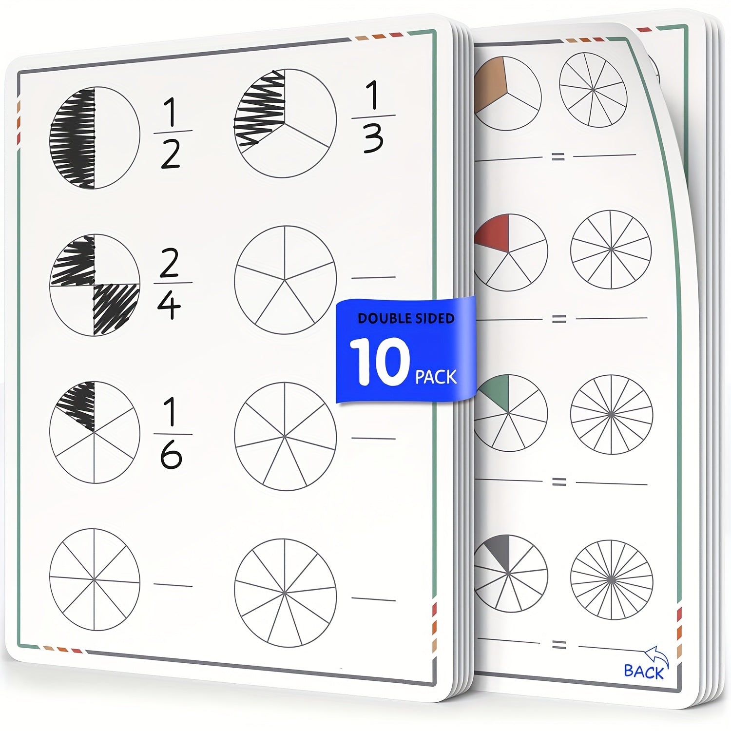 10 Pack AMIBOX Double Sided Fraction Manipulatives