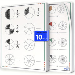 10 Pack AMIBOX Double Sided Fraction Manipulatives
