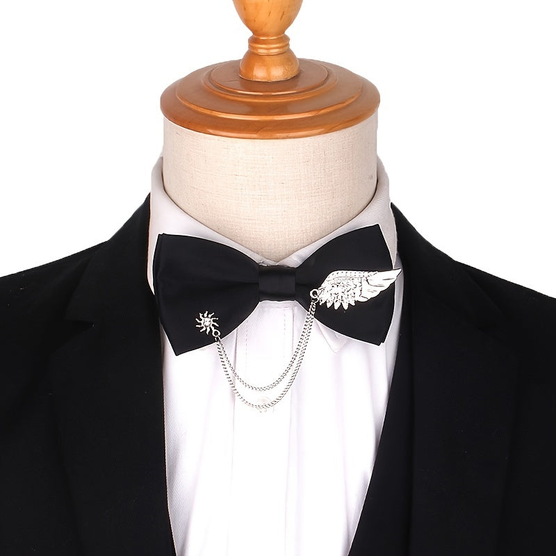 Men's Bowtie Metal Decoration Bow Tie Uniform Collar Adult Suit