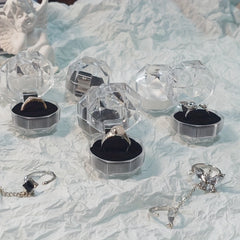 20 Pcs Plastic Ring Boxes Crystal Earrings Jewelry Storage Wedding Proposal