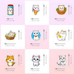 50pcs Cat Stickers Pack Waterproof Vinyl Cartoon Cat Stickers