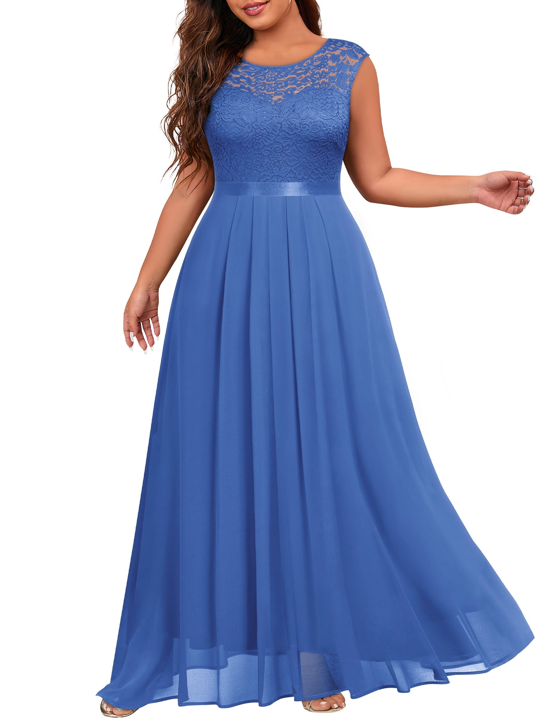  Lace Cap Sleeve Wedding Maxi Dress