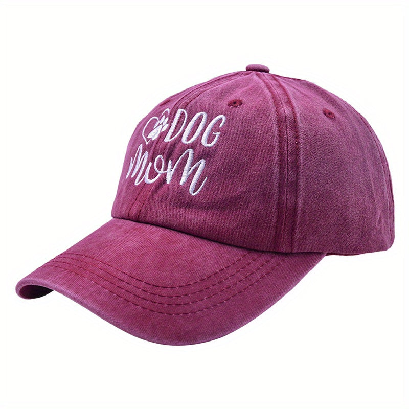 Cat Dog Mom Baseball Cap Vintage Embroidered Washed Distressed Dad Hat