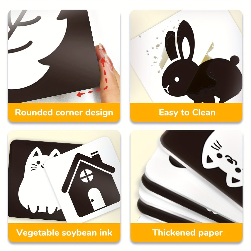 40 Pages Baby Flashcards High Contrast Newborn Brain Development Toy