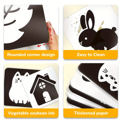40 Pages Baby Flashcards High Contrast Newborn Brain Development Toy