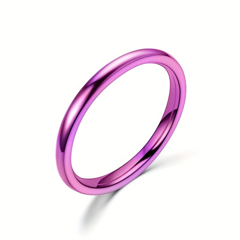 Men's 2mm Wide Stainless Steel Rings, Seven Colors, Stackable Rings