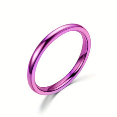 Men's 2mm Wide Stainless Steel Rings, Seven Colors, Stackable Rings