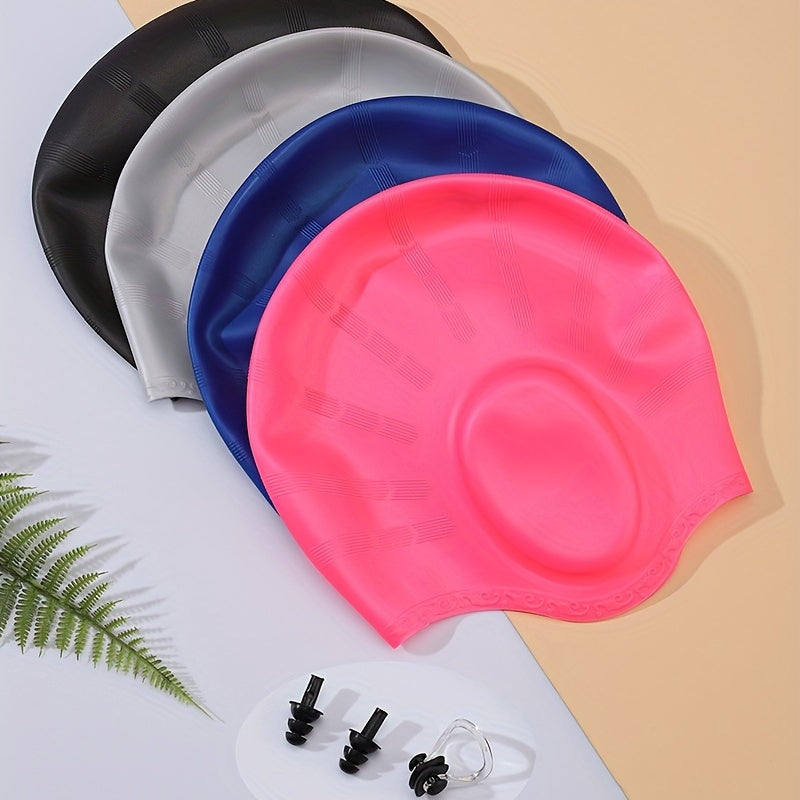 80g Silicone Waterproof Swim Hat Nose Clip Ear Plug Set for Pool & Outdoor Fun