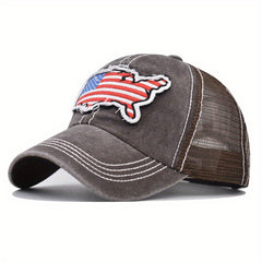 American Map Baseball Cap Embroidered With Curved Brim Flag Cap