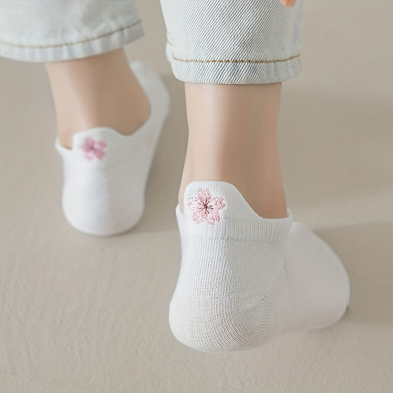 Floral Embroidery Socks Low Cut Ankle Socks Women's Stockings