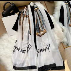 Silky Scarf Long Elastic Satin Shawl Thin Sunscreen Headscarf
