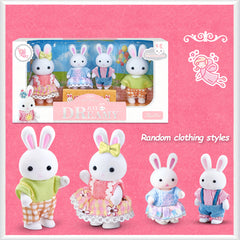 4pc Bunny Family Doll Set Whimsical Playtime Random Clothing Styles for Kids 3+