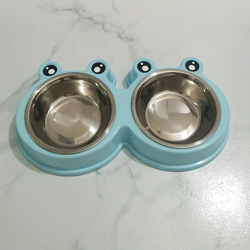 Stainless Steel Double Bowl for Pet Cats and Small Dogs
