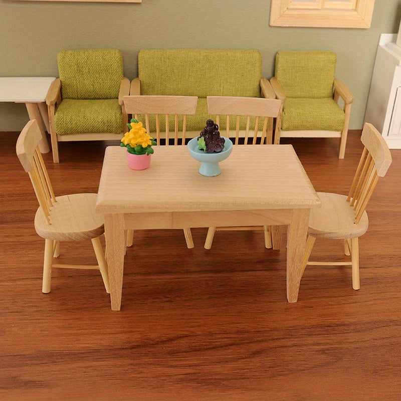 Dollhouse Dining Chair Brown Wood Grain Compact Size for Accessories
