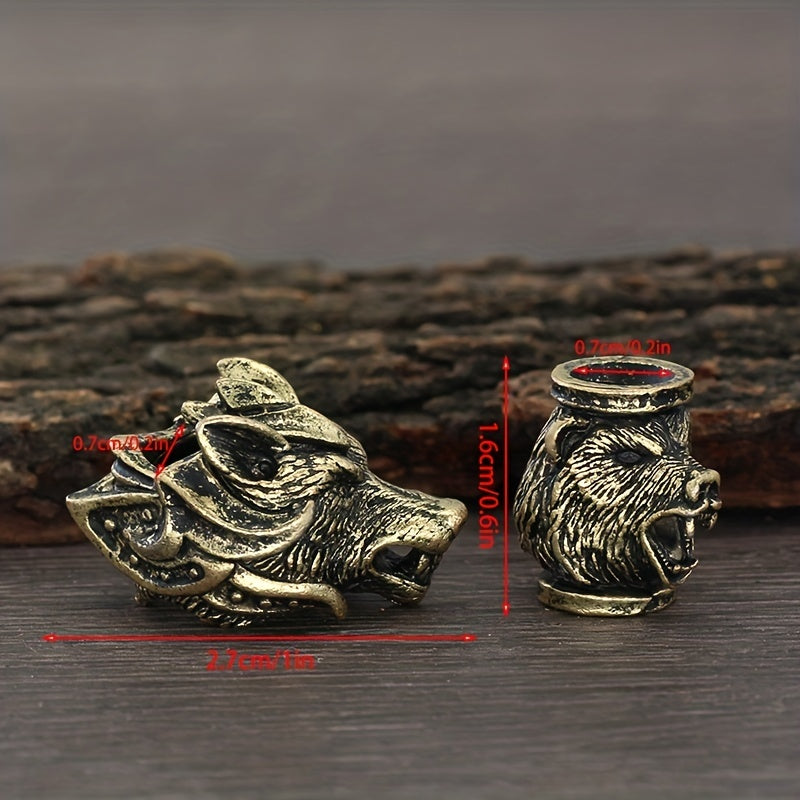 8pcs Viking Braids Ring Wolf Head Beads for Bracelets DIY
