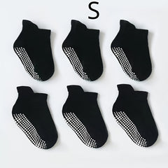 6 Pairs Boy's Non Slip Socks Cotton Blend Bottom Rubber Dot Soft Socks